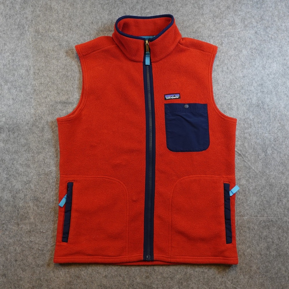 Patagonia Vest Mens Medium Red Synchilla Fleece Karstens Full Zip 25681FA14